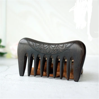 

New Pocket Wooden Comb Natural Gold Sandalwood Super Wide Tooth Wood Combs Double Side Engraved Small Hair Combs 1Pc