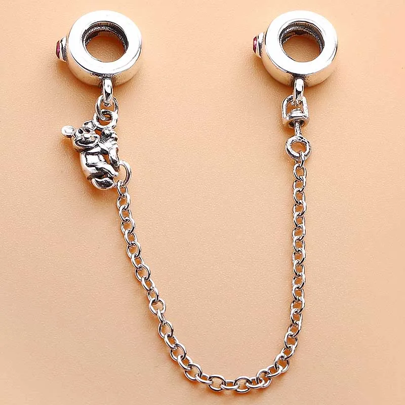 

Original Cute CLIMBING MICKEY With Crystal Safety Chain Beads Fit 925 Sterling Silver Charm Pandora Bracelet Bangle Diy Jewelry