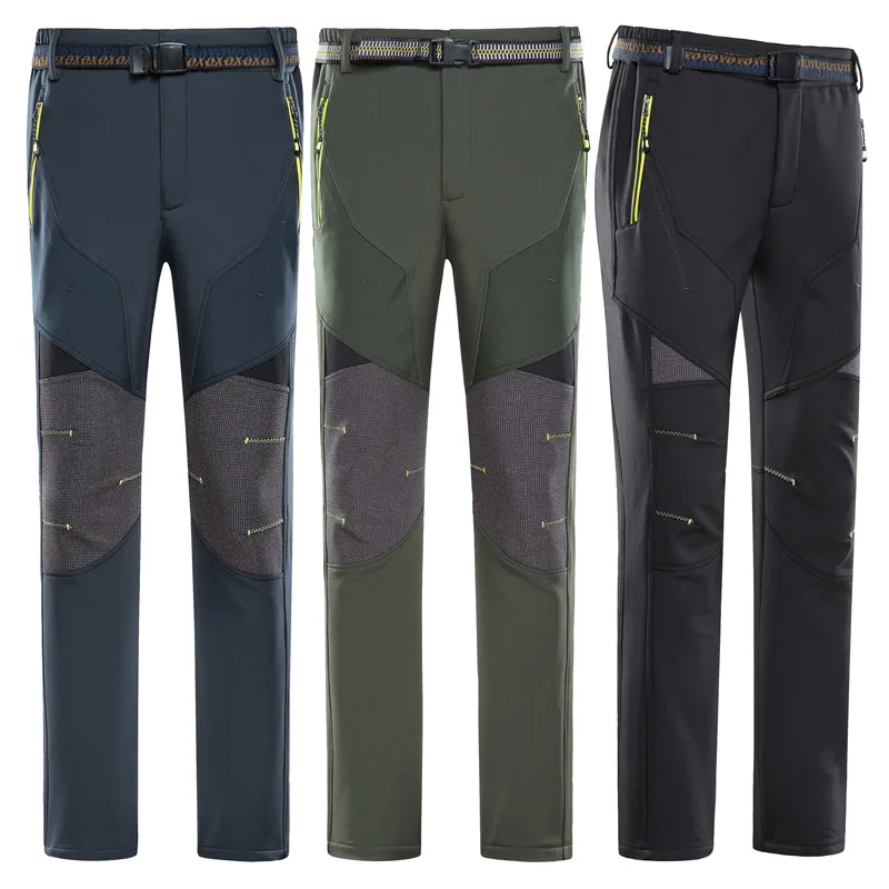 Winter Solft Shell Pants Men Ski Pants Men Skiing Pants Waterproof Snow Pants Thicken Fleece Hiking Pant Snowboard Trousers