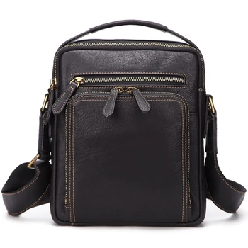 

Men Bag Shoulder Crossbody Genuine Leather Messenger Bag Retro Small Male Pack Back Flap Business Travel Handbags Gift