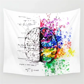 

Dropshipping Einstein Brain Tapestry Wall Hanging Hippie Home Decor Blanket Polyester Fabric Bedroom 180×230CM With 6M LED Light