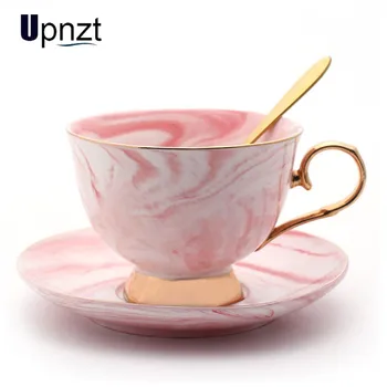 

Nordic Marbled Phnom Penh Ceramic Coffee Cup And Saucer Set Afternoon Flower Tea Cup With Tray Without Spoon