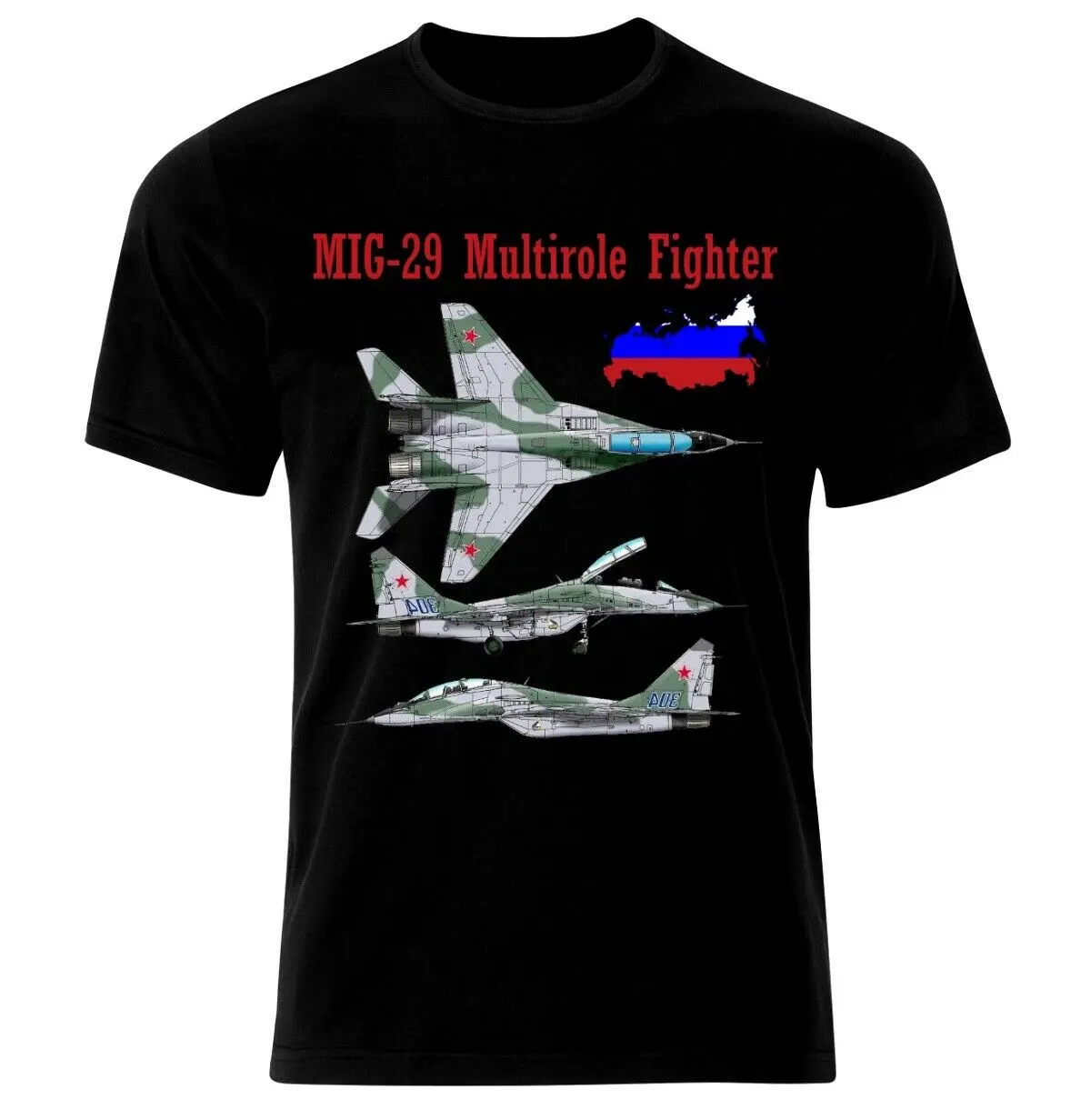 Футболка СССР военно-воздушные силы MIG-29 Fulcrum Jet Fighter Летняя хлопковая с О-образным