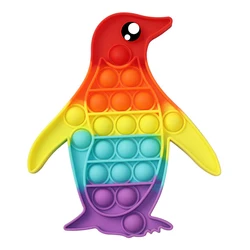 Juguetes de pingüino arcoíris para aliviar la descompresión, Mini juguetes Kawaii, diseño bonito para niños, juguete sensorial, Autisim, regalo para niños