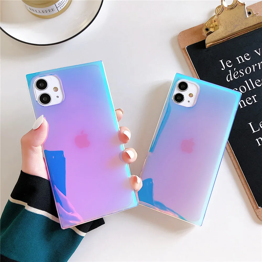 Лазерный прозрачный противоударный чехол для телефона iPhone 12 11 Pro X Xs MAX XR 7 8 Plus