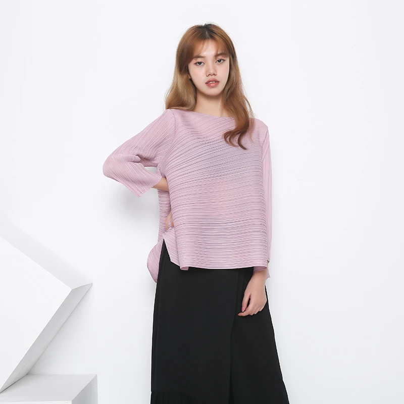 LANMREM irregular pleated T-shirts famale 2020
