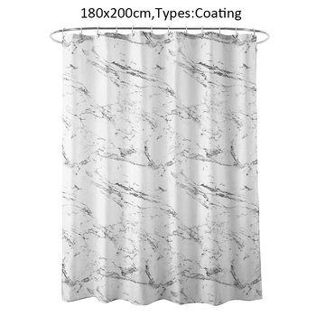 

With Hooks Machine Washable Home Decor Water Resistant Shower Curtain Marbling Pattern Bathtub 3D Polyester Fabric Hanging