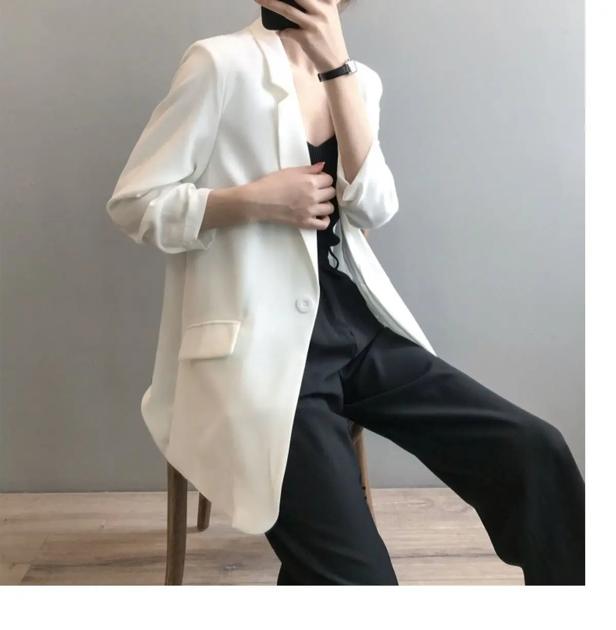Blazer Femme Élégant Noir - Aspect Picoté, Taille 44, 100% Polyester, Occasion Très Bon État