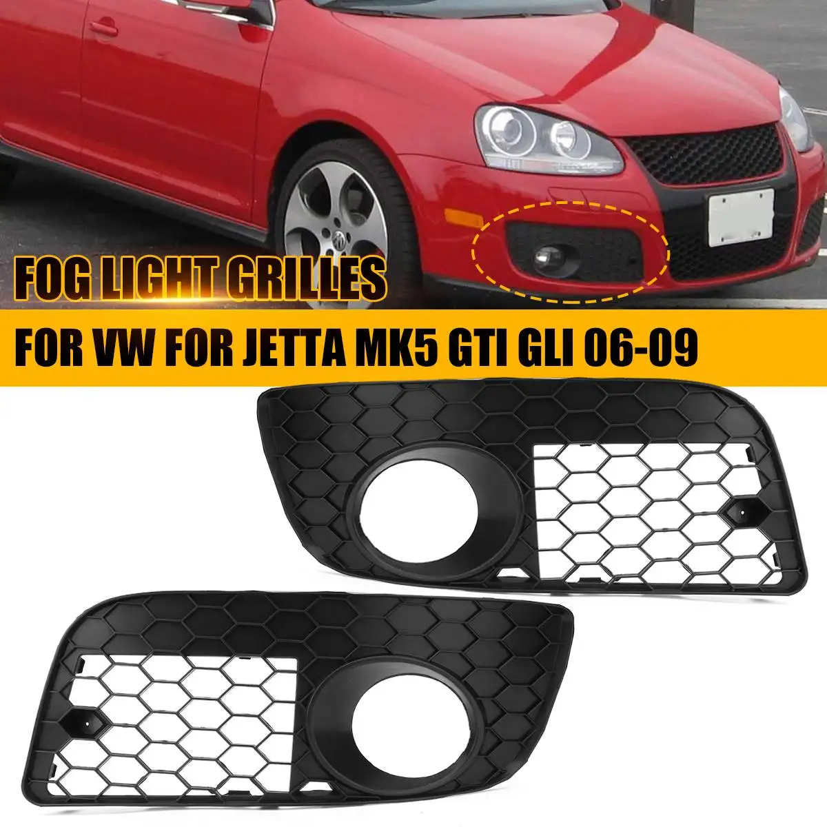 Пара сотовых шестигранных сетчатых противотуманных фар с открытыми