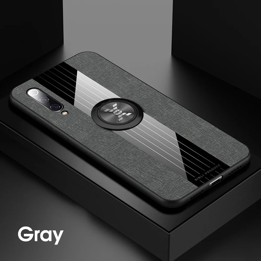 Gray with ring Для Xiaomi mi CC9 CC9e 9 SE 8 чехол автомобильное магнитное крепление кольцо кожаный чехол для mi 8 Lite 6X A2 Red mi 8 5 Plus/Note 5, 7, 8, K20 чехол Coque - Цвет: Gray with ring