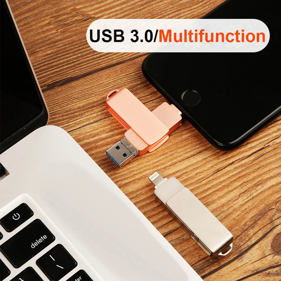 Сверхзвуковой USB флеш-накопитель для iphone 3 в 1 USB3.0 металлическая карта памяти