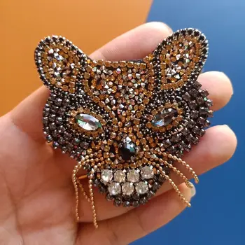 

Women Kids Handmade Badge Rhinestone Beaded Metal Drill and bead piece patch