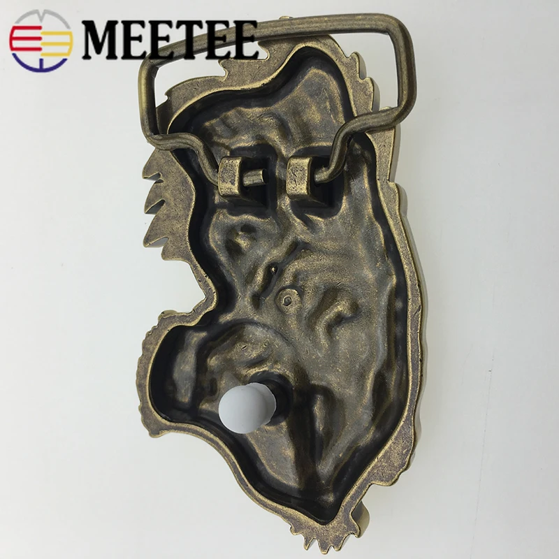 1 шт. Meetee головки с тигром твердая латунная металлическая пряжка для мужчин и