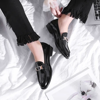 

INS HOT women PUMPS Real Leather shoes 22-24.5CM classic Office professional Metal buckle Essential for spring and autumn