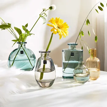 

Nordic Home Decoration INS Glass Colour Small Vase Modern Living Room Decor Vase Household Table desktop Dried flowers Vases