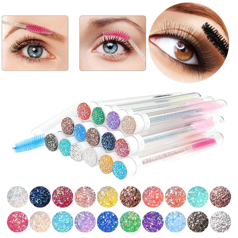 Mascara Wands Eyebrow Brush Eyelash Brush Eyelash Kits Disposable Reusable Diamond Sparkling Dust-Proof Bling Tube eyelashes brush comb,makeup brushes,eyelashes brush,disposable eyelash brushes,makeup set,makeup tool set,eyelash accessories