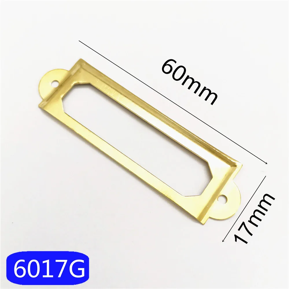 Golden 10pcs 10 шт./лот, винтажная металлическая этикетка, ручка из бронзы/красной меди/золота для имени файла, держатель для карт, ящик для ящика, чехол, корзина 60*17 мм - Цвет: Golden 10pcs