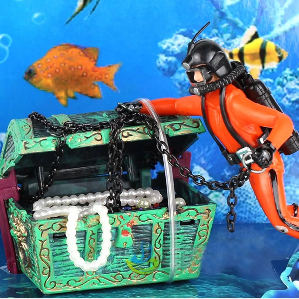 1 шт Новинка Уникальный дизайн Охотник за сокровищами Diver фигурку аквариум