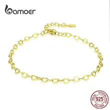 BAMOER сердце цепочка браслет из подлинного стерлингового серебра 925 в форме сердца Простой звеньевой Браслет Женские Ювелирные изделия Подарки SCB135