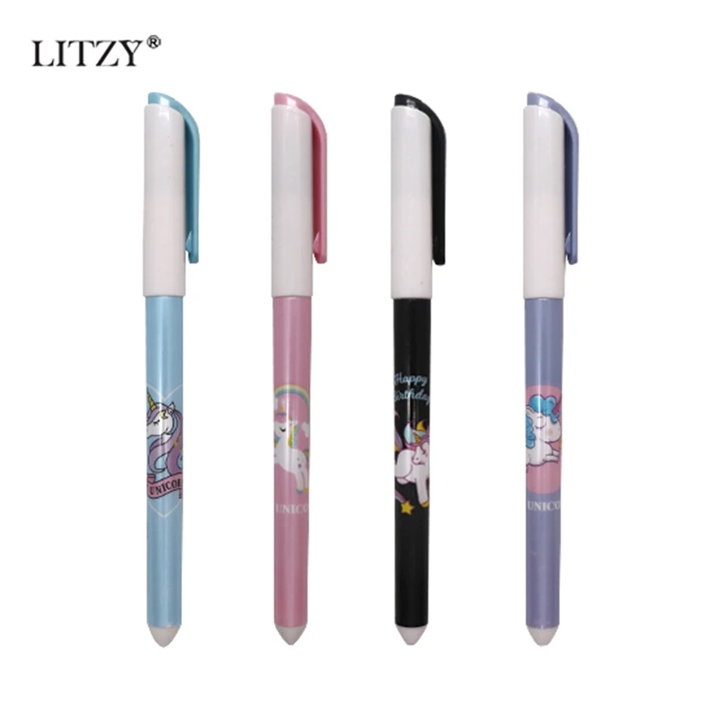 

4 Pcs/set 0.38mm Unicorn Erasable Pen Refill Gel Pen Blue/Black Magic Gel Pen for School Office Writing Supplies Stationery Gift