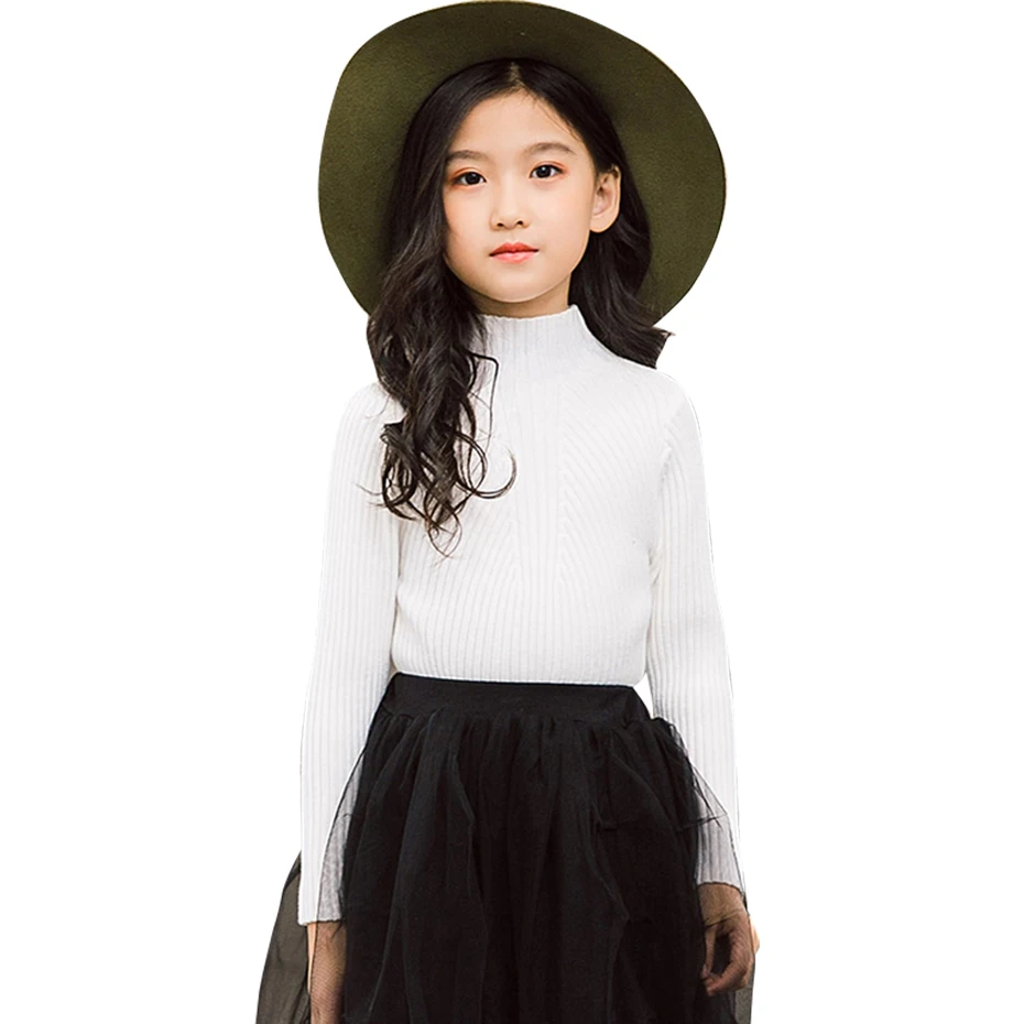 

Children's Sweater Solid Color Girl Sweater Casual Style Kids Turtleneck Autumn Winter Clothes For Girl