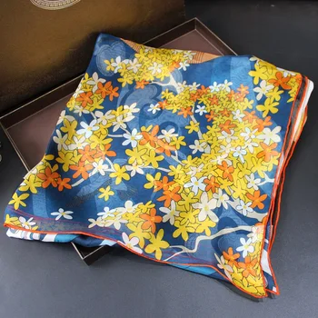 

8140cmChiffon Silk Blended Scarf Women Brand Design Handmade Rolled Edges 140*140cm