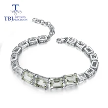TBJ, braccialetto di ametista verde pietra preziosa naturale con gioielli di moda semplice in argento sterling 925 per donna, bel regalo per ragazza