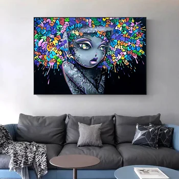 

Lovely Girls Graffiti Art Canvas Paintings On The Wall Pictures For Living Room Pop Art Street Art Canvas Prints Home Decoration
