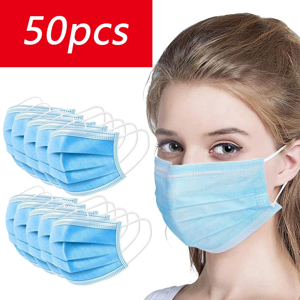 

(Ship in 24 Hours) 50pcs Disposable Dustproof Face Mouth Masks Anti PM2.5 Dental Mask CareElastic Hygiene Face Mask masque