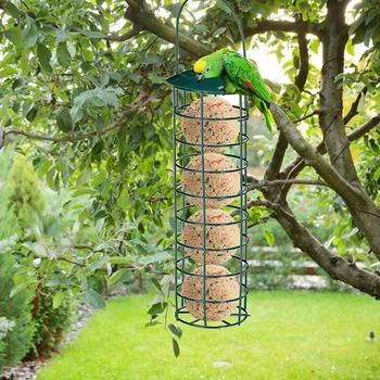 

Green Outdoor Bird Feeder Hanging Net Portable Wild Bird Wire Ball Rack Product Park Garden Bird Feeder