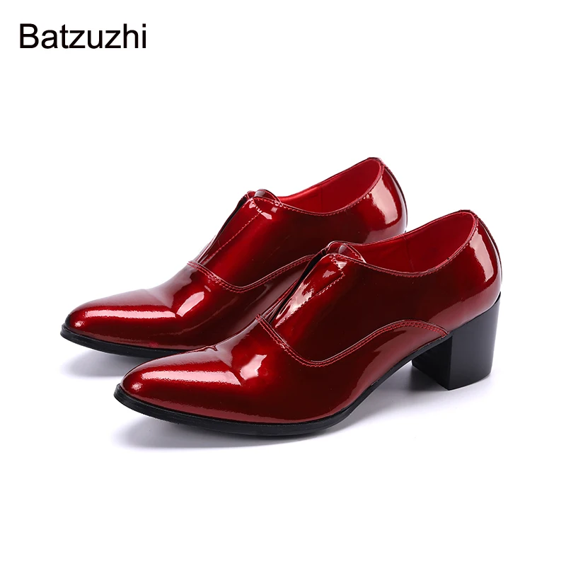 

Batzuzhi Korean Type Men Shoes Luxury Handmade Patent Leather Dress Shoes Men 7cm High Heels Red Party & Wedding Shoes Men!