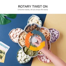 Вращающаяся коробка для конфет для закусок с держателем для телефона в форме лепестка, коробка для хранения продуктов, двухслойный сушеный органайзер для фруктов, посуда для хранения