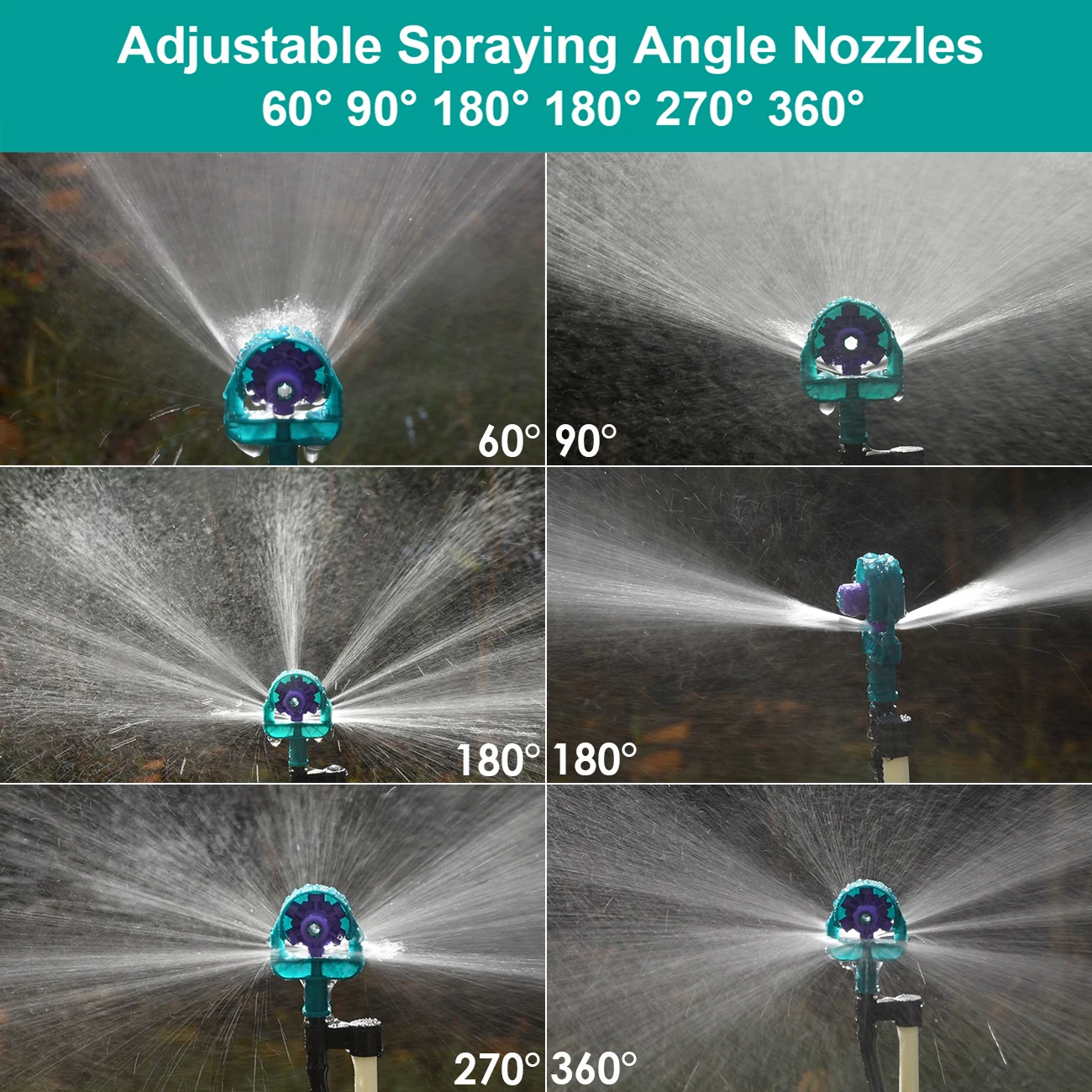 SPRYCLE Gartenbewässerung, verstellbare Sprinkler, 60/90/180/270/360 Grad, 50 cm, Fiberglaspfahl für Wasser-Topfpflanzen – Detail 2