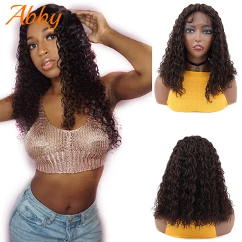 

ABBY 16" Lace Part Human Hair Wigs For Women 180% Density Brazilian Water Wave Lace Wig Cheap Middle Part Wig Human Hair Sale