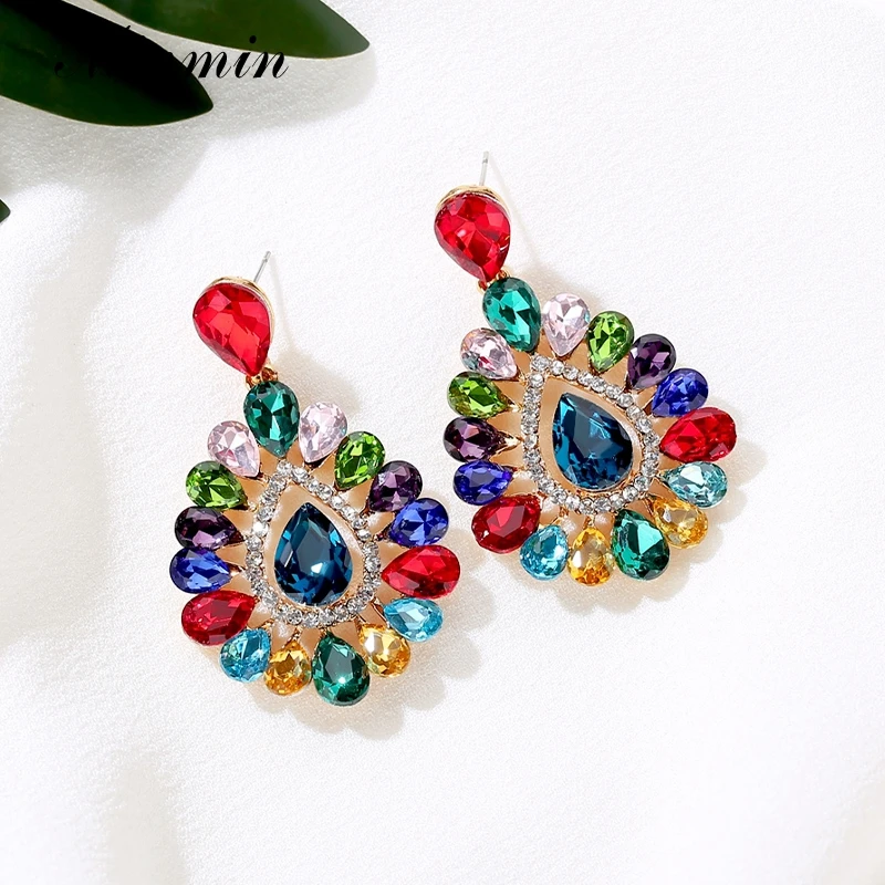 

Minmin Romantic Cute Flower Sparking Crystal Bridal Drop Earrings for Women Unique Small Flower Earrings Fashion Jewelry MEH1587