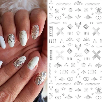 

1 Sheet 3D Gold Silver Sunflower Metal Strip Tape Nail Sticker Paper Transfer Nail Art Decoration