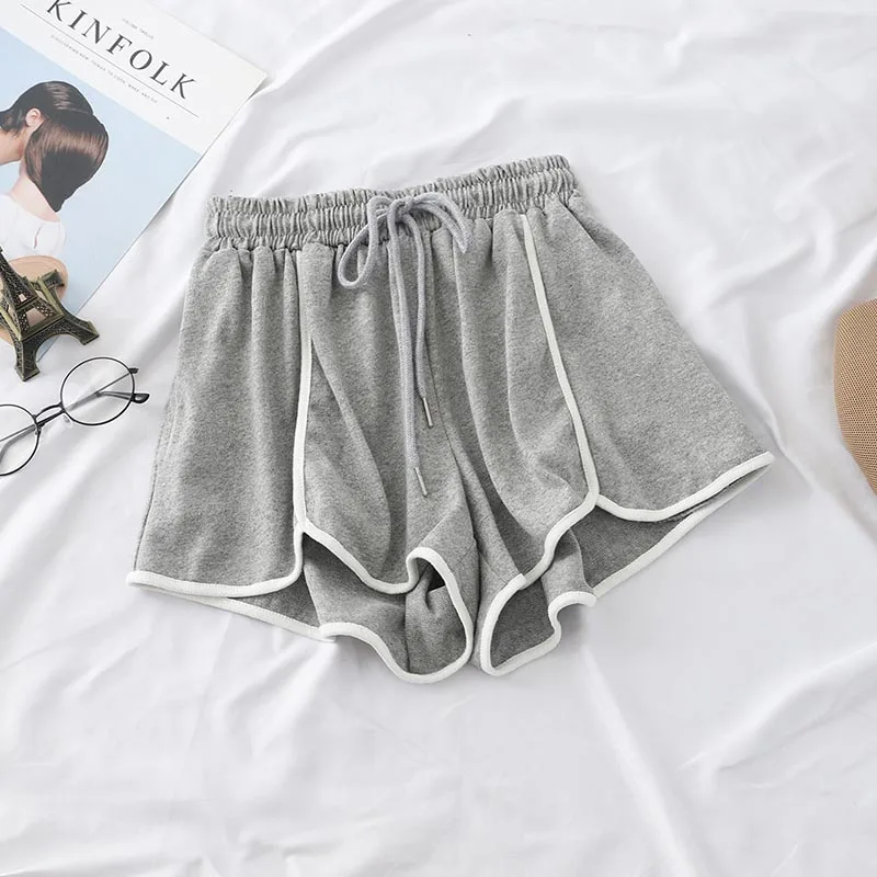 grey HELIAR летние женские спортивные шорты Femenino плюс размер беговые Короткие широкие шорты с эластичной резинкой на талии спортивные шорты летние шорты - Цвет: grey