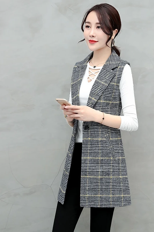Long Plaid Ladies Blazer Coat Jacket Slim Winter Blaser Women Suit jacket Female Feminine Blazer Femme Blazer Autumn Outwear