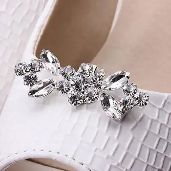 

1 Pair Fashion Crystal Flower Shoe Clip Wedding Women Shoes Rhinestone Buckle Clamp Flower Shoe Charms Accessories New Arrival