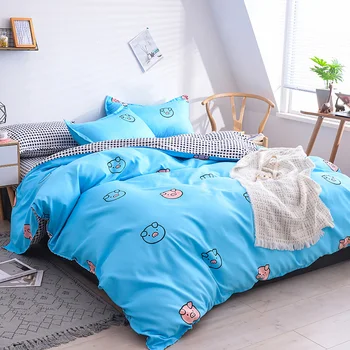 

Thumbedding King Size Bedding Set Pigs Lovely Fashion Comfortable Blue Duvet Cover Little Plaid Full Twin Single Queen Bed Set