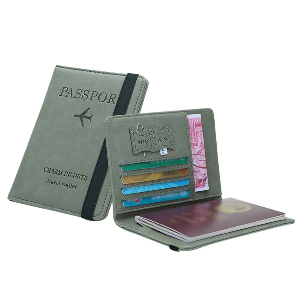 Нейтральный многоцелевой дорожный кошелек для паспорта трехкратный органайзер для документов из искусственной кожи одноцветные повседневные деловые сумки