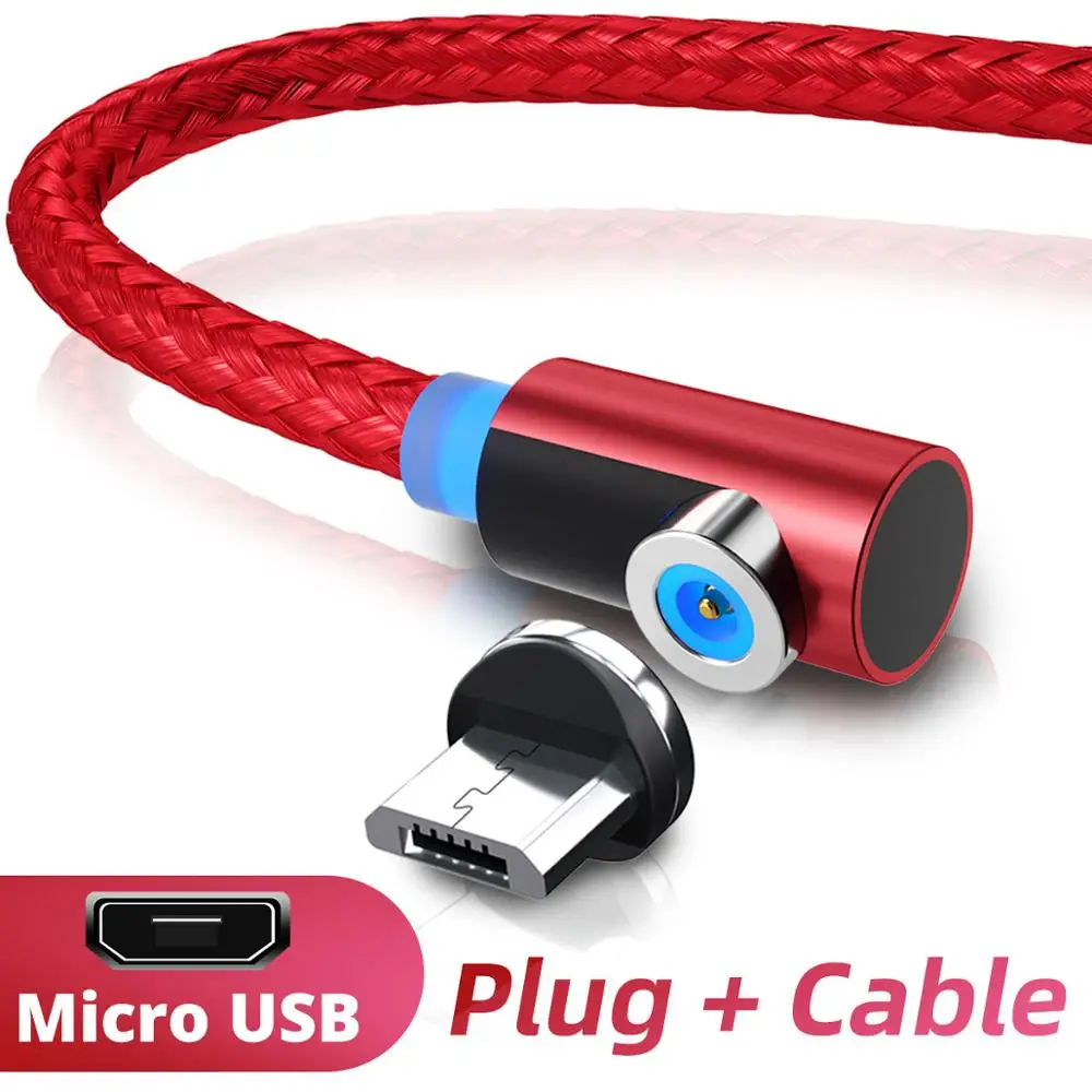 Магнитный кабель FONKEN usb type-C 360 Магнит Micro USB кабель для samsung a50 a70 s9 Быстрая Зарядка телефона зарядное устройство 2 м кабель для iPhone - Цвет: red micro cable