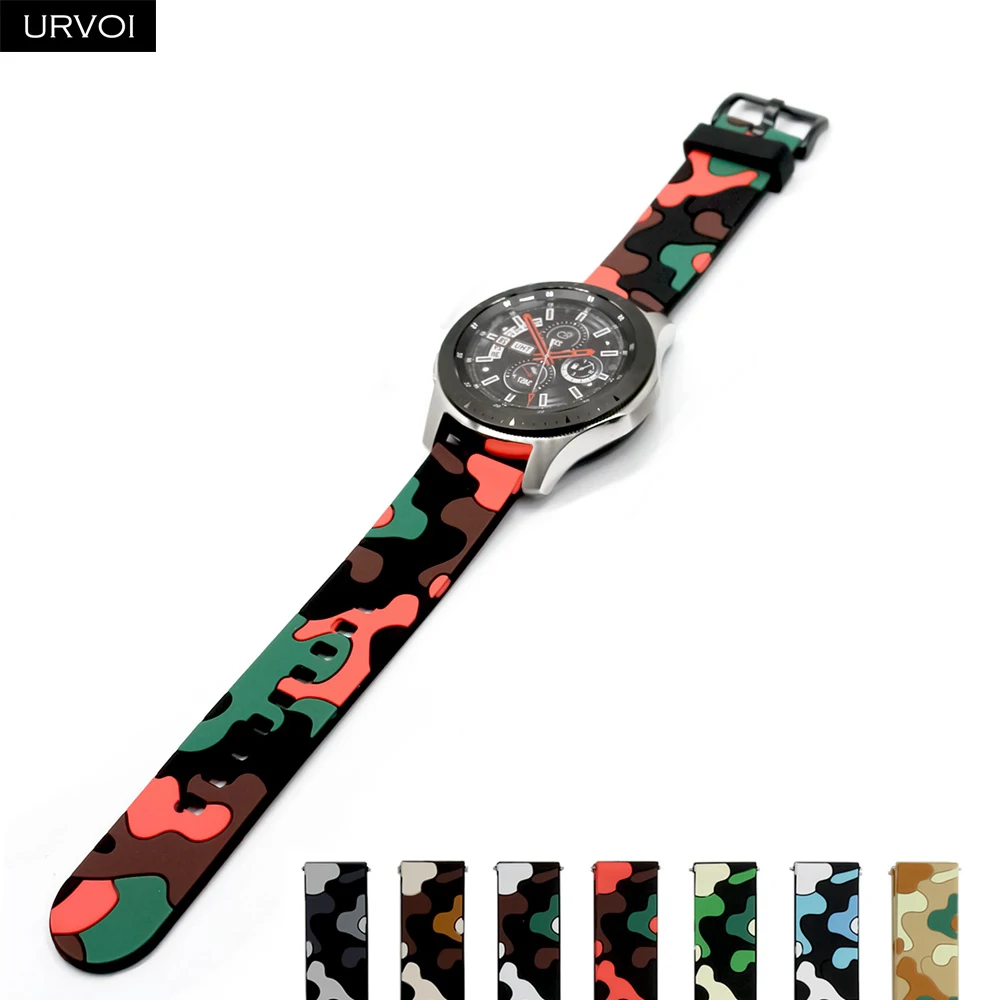 URVOI силиконовый ремешок для Galaxy Watch Active 2 камуфляжный HUAWEI watch GT быстросъемный