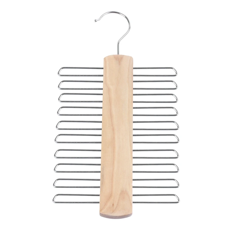 Store 20 Bar Wooden Tie Hanger Scarfs & Belt Rack OrganiserClothes