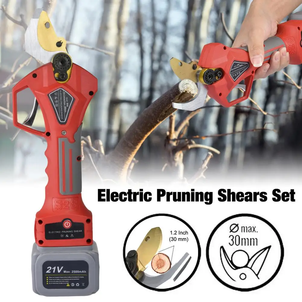 

Cordless Electric Pruning Shears Secateur Pruner Tree Bonsai Cutter Lithium-Ion Branches Scissor Garden Power Tool Set