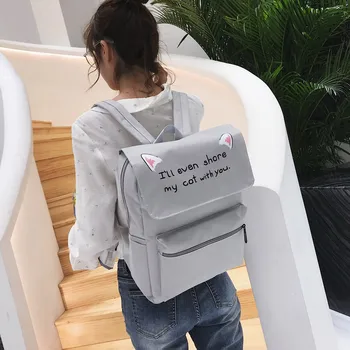 

Unisex Cat Ear Backpack Shoulder Crossbody Bag Travel Bag Student Bag #G30