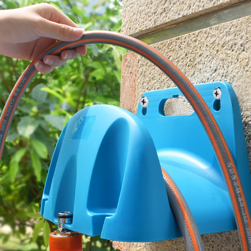 NEW DELUXE GARDEN HOSE HANGER FENCE WALL MOUNTED PIPE HOLDER 15M 30M METAL REEL 