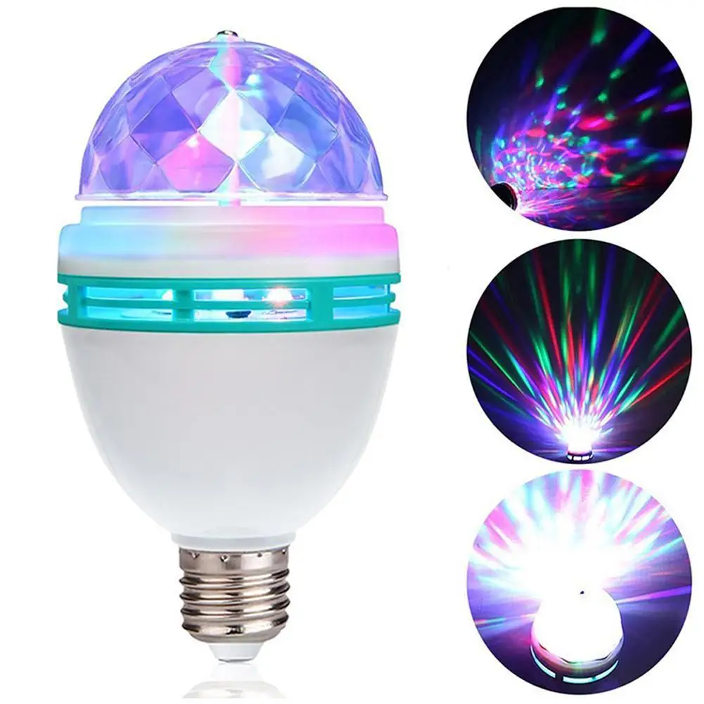 colorful auto rotating stage disco light e27 3w rgb ampoule lamp bulb party light decoation for home lighting led t0w8