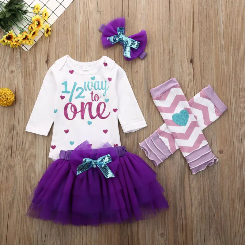 Комбинезон для маленьких девочек 0-24 месяцев, футболка, топы, плиссированная юбка, комплект с юбкой для дня рождения на 1 год