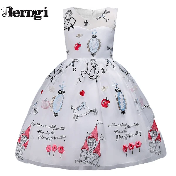 Color 11 Berngi/платья принцессы для девочек г. Новые Цветные праздничные платья без рукавов с принтом Одежда для девочек Одежда для детей от 3 до 9 лет - Цвет: Color 11